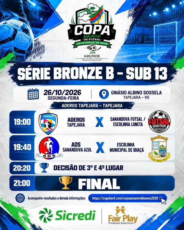 ESCOLINHA MUNICIPAL DE IBIAÇÁ DISPUTA SEMIFINAL DA COPA AMUNOR DE FUTSAL SUB-13